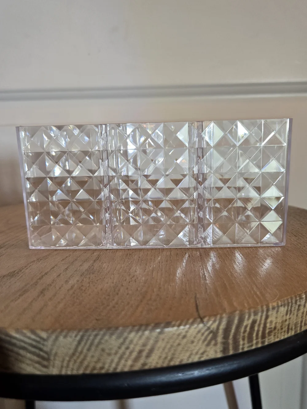 NWOT Clear Acrylic 3-Compartment Desk Organizer - Great For Brushes